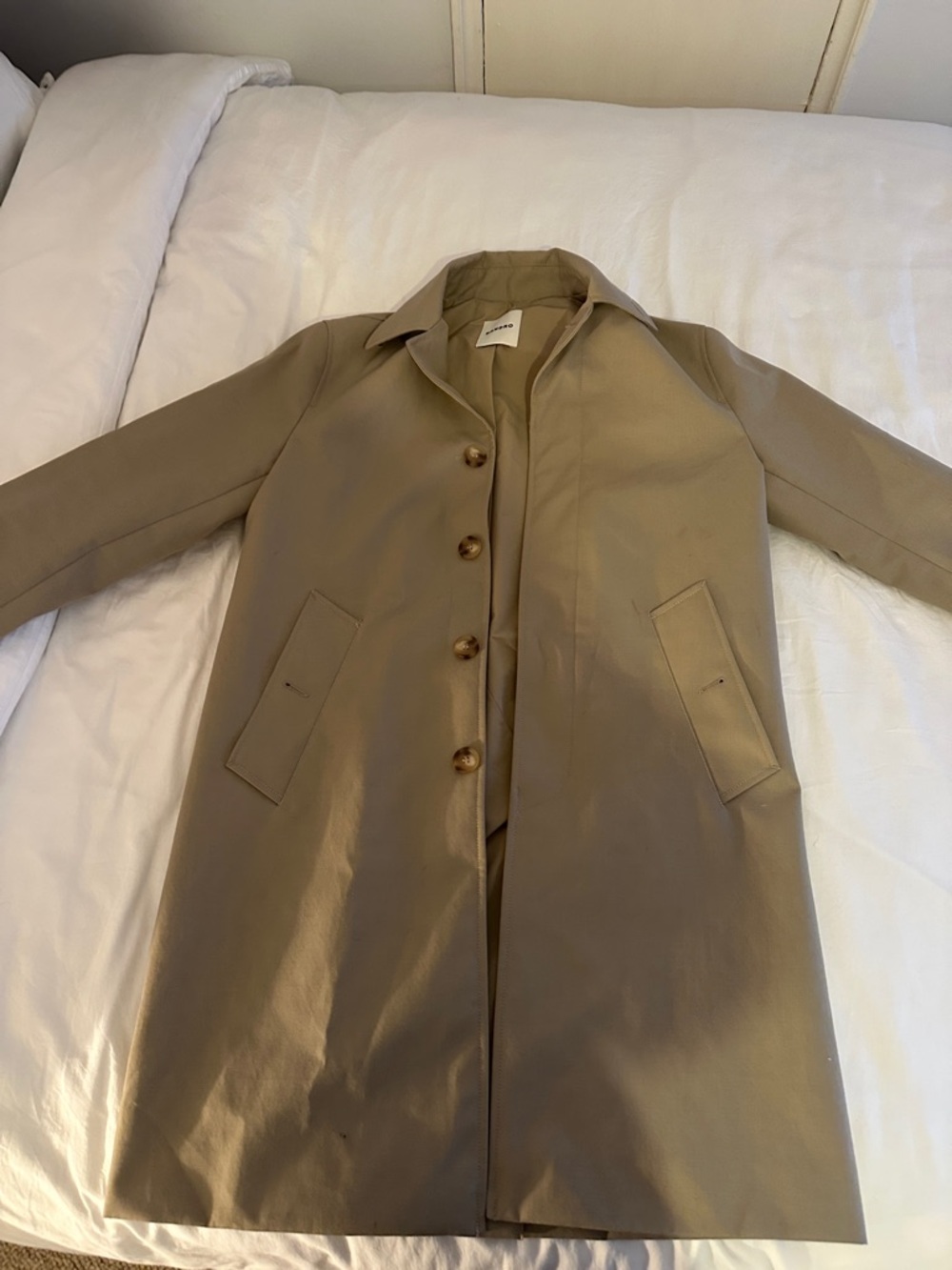 Sandro Men’s Taupe Single-Breasted Trench Coat